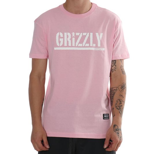 Camiseta Grizzly Stamp Tee Rosa/Branco