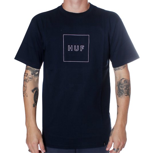 Camiseta HUF Box Logo Azul Marinho