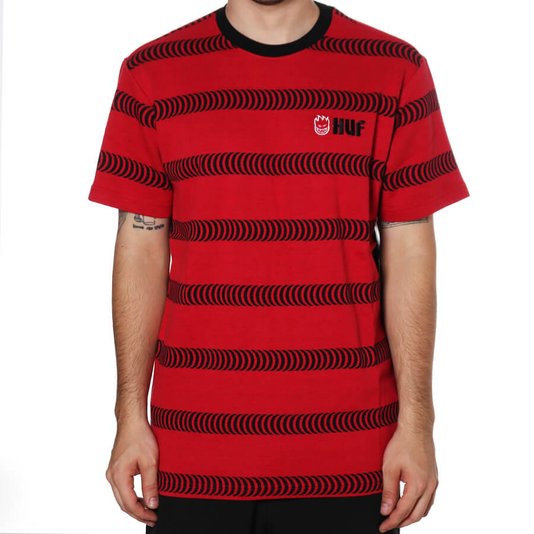 Camiseta Huf Spitfire Striped Knit M/L Vermelho/Preto