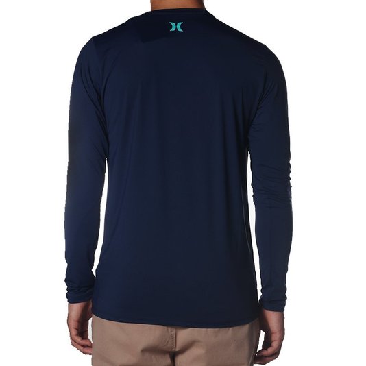 Camiseta Hurley Manga Longa Surf Tee Lycra Azul Marinho