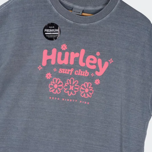Camiseta Hurley Surf Club Feminina Cinza