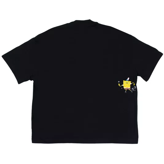 Camiseta Lost X Bob Esponja Box Quadrada Bubble Preto