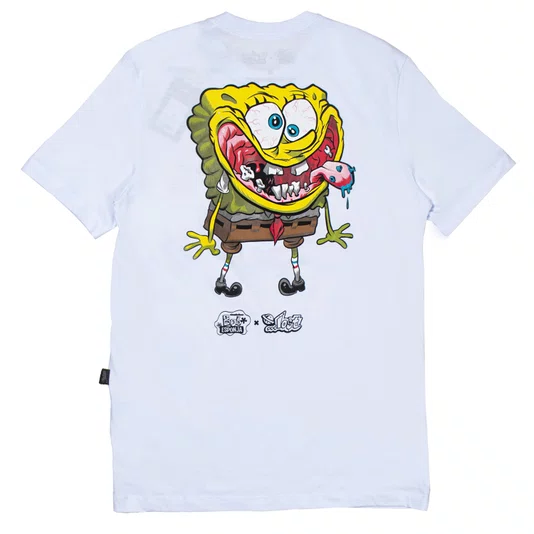 Camiseta Lost X Bob Esponja Krustpants Branco