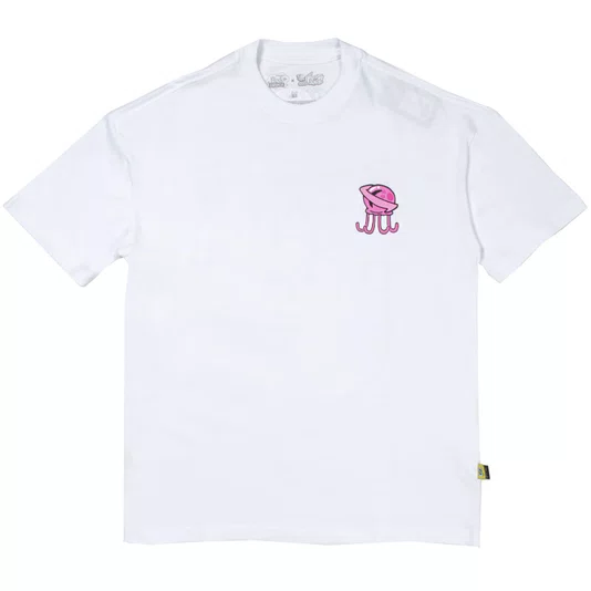 Camiseta Lost X Bob Esponja Octopus Saturn Branco