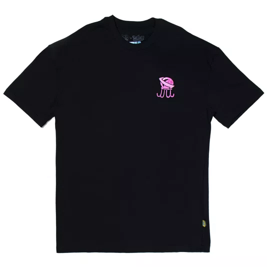 Camiseta Lost X Bob Esponja Octopus Saturn Preto