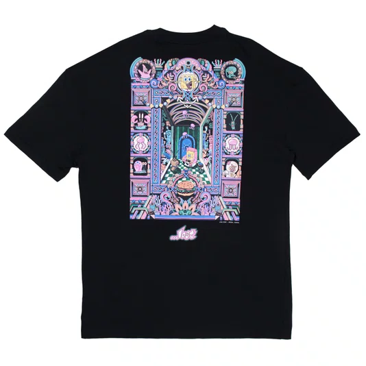 Camiseta Lost X Bob Esponja Octopus Saturn Preto