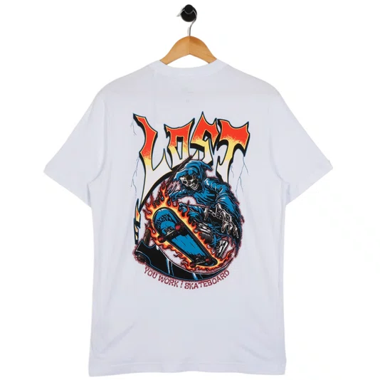Camiseta Lost You Work I Skateboard Branco
