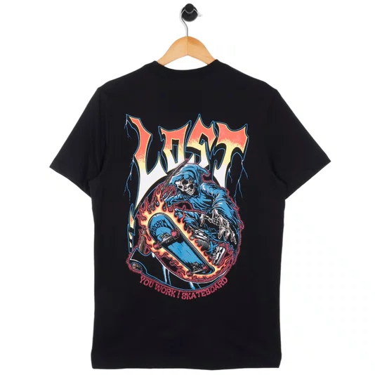 Camiseta Lost You Work I Skateboard Preto