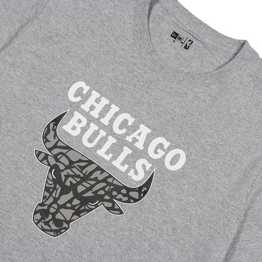 Camiseta New Era Nba Chicago Bulls Core Cinza Mescla