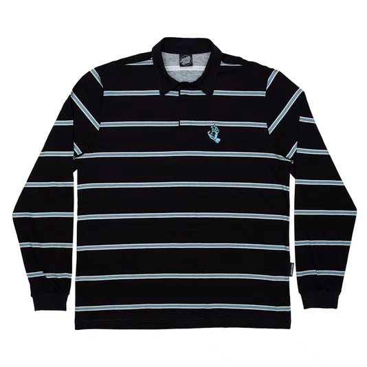 Camiseta Polo Santa Cruz Especial Mini Hand Stripe Preto/Azul