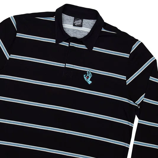 Camiseta Polo Santa Cruz Especial Mini Hand Stripe Preto/Azul