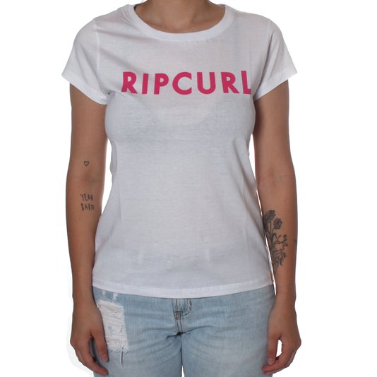 Camiseta Rip Curl Rip Break Feminina Branco/Rosa