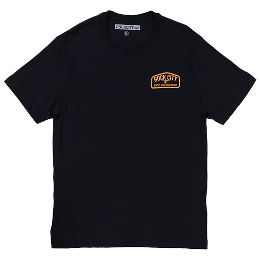 Camiseta Rock City 100% Skateboard Preto/Amarelo