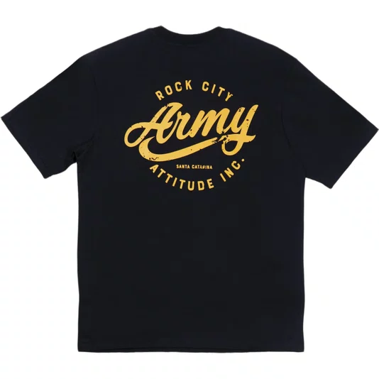 Camiseta Rock City Army Attitude Inc 2026 Preto/Amarelo