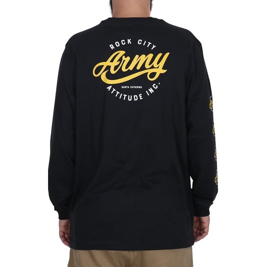 Camiseta Rock City Army Attitude Inc. M/L Preto/Amarelo