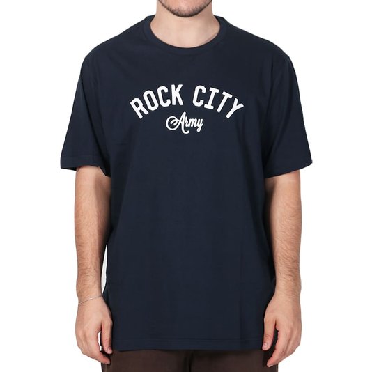 Camiseta Rock City Army Front Azul Marinho