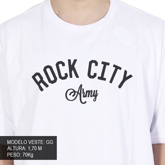 Camiseta Rock City Army Front Branco/Preto