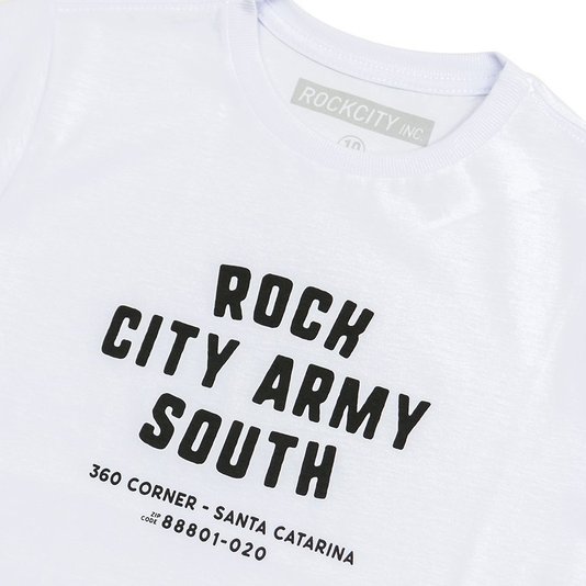 Camiseta Rock City Army South Juvenil Branco