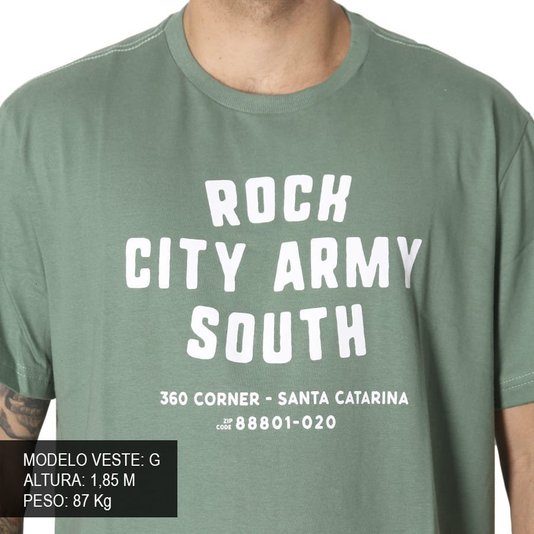 Camiseta Rock City Army South Verde Oliva