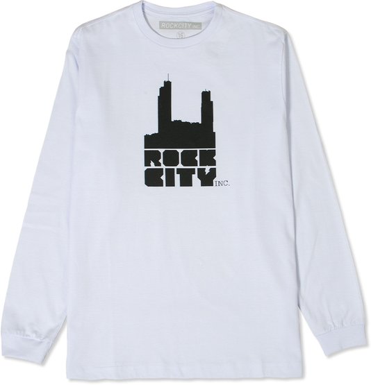 Camiseta Rock City Basic Logo Nac. M/L Juvenil Branco