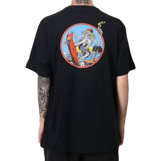 Camiseta Rock City Caveira Bali Skate Old School Preto