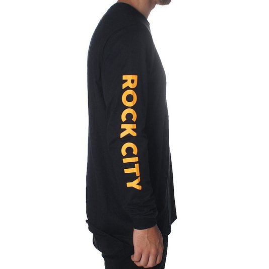 Camiseta Rock City Criciúma Manga Longa Preto