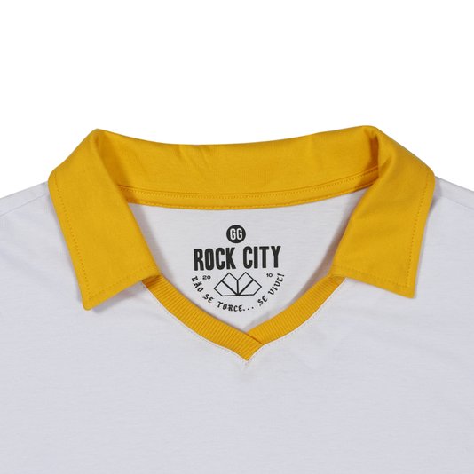 Camiseta Rock City Criciúma Vintage M/L Branco/Amarelo