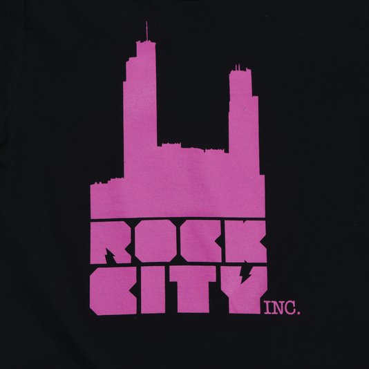 Camiseta Rock City Logo Infantil Preto Rosa