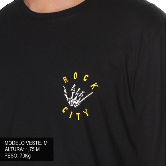 Camiseta Rock City Manga Longa Summer Times Preto