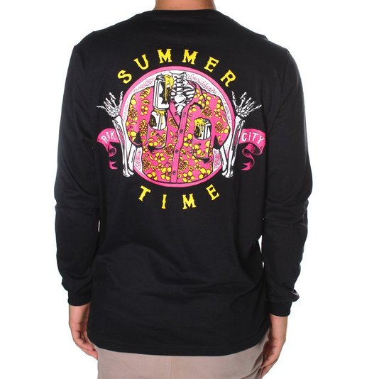 Camiseta Rock City Manga Longa Summer Times Preto