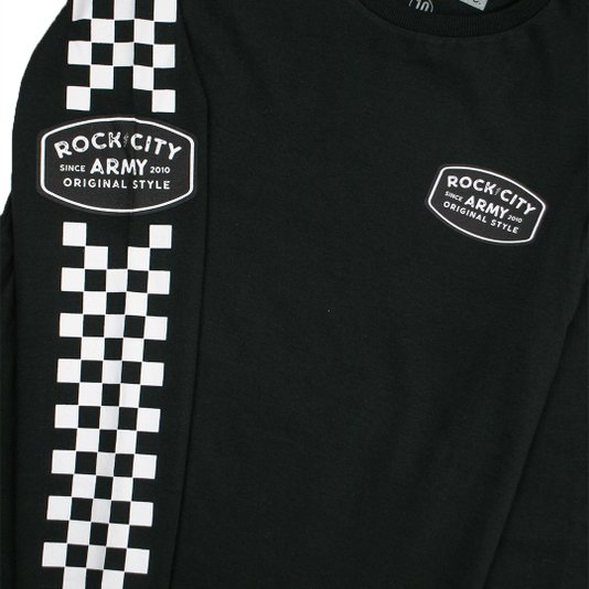 Camiseta Rock City Original Style M/L Juvenil Perto/Branco