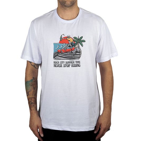 Camiseta Rock City Skate Stairs Branco