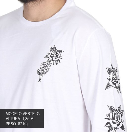 Camiseta Rock City X Marchioro Flor M/L Branco