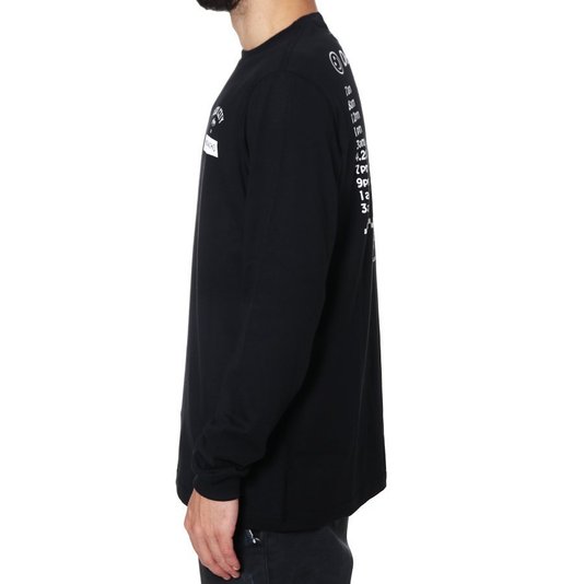Camiseta Rock City x Moochacho Daily Routine Mandga Longa Preto/Branco