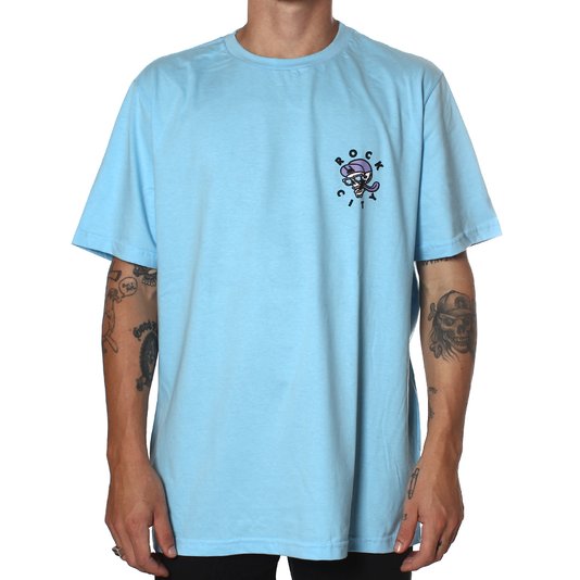 Camiseta Rock City x Nanda Bond Skull Azul Claro