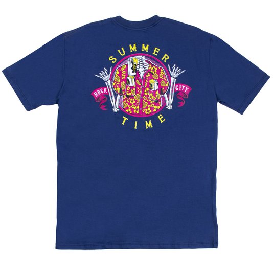 Camiseta Rock City X Nanda Bond Summer Times Azul Marinho