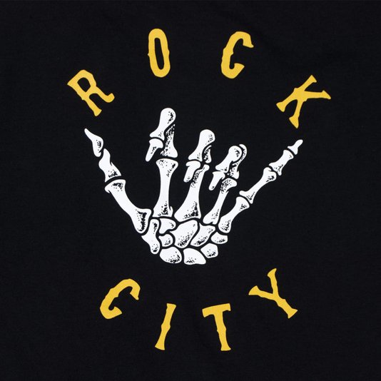 Camiseta Rock City X Nanda Hang Loose Big Infantil Preto/Amarelo