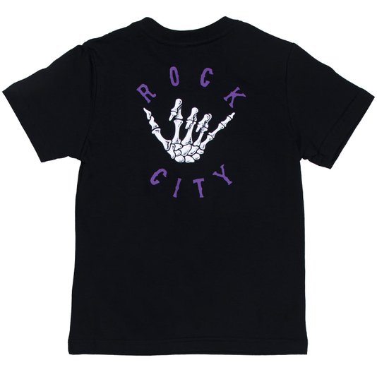 Camiseta Rock City X Nanda Hang Loose Big Infantil Preto/Roxo