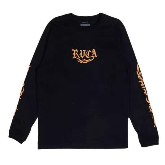 Camiseta Rvca M/L Retract Preto