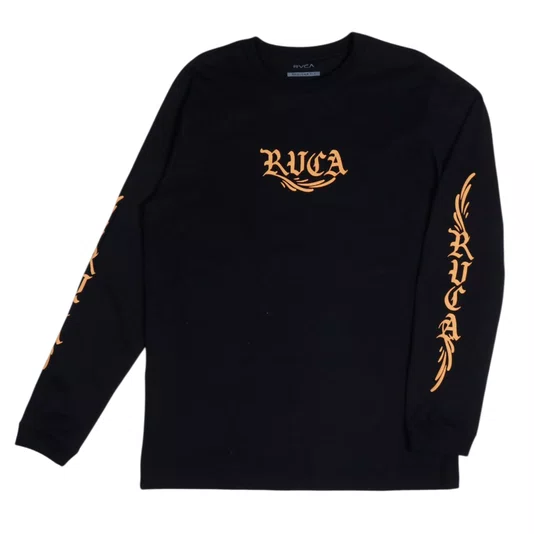 Camiseta Rvca M/L Retract Preto