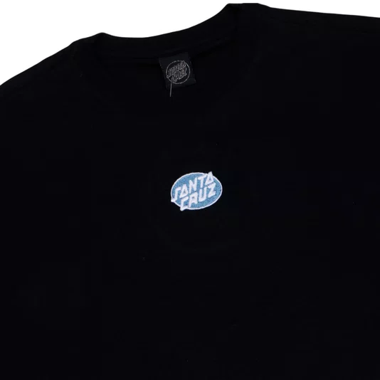 Camiseta Santa Cruz Cropped Club Oval Solid Dot Center Over Preto