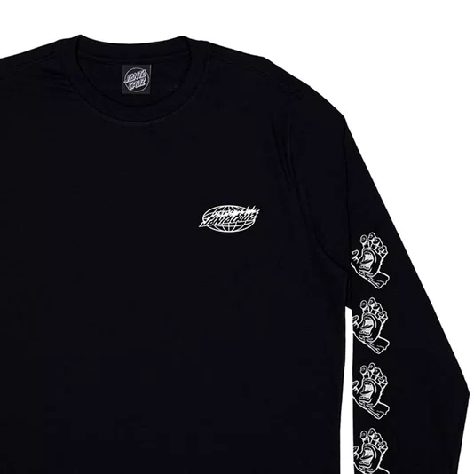 Camiseta Santa Cruz Global Flame Dot Mono M/L Preto