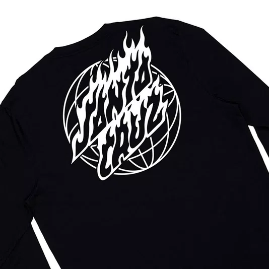 Camiseta Santa Cruz Global Flame Dot Mono M/L Preto