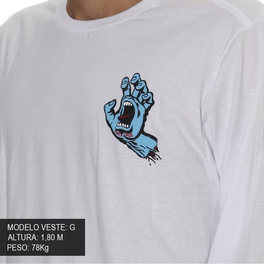 Camiseta Santa Cruz Manga Longa Screaming Hand Branco