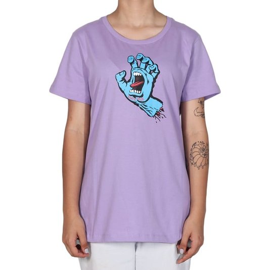 Camiseta Santa Cruz Screaming Hand Front Feminina Lilas