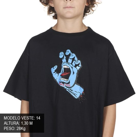 Camiseta Santa Cruz Screaming Hand Front Juvenil Preto/Azul