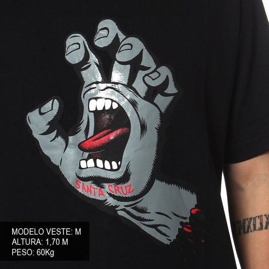 Camiseta Santa Cruz Screaming Hand Preto/Cinza
