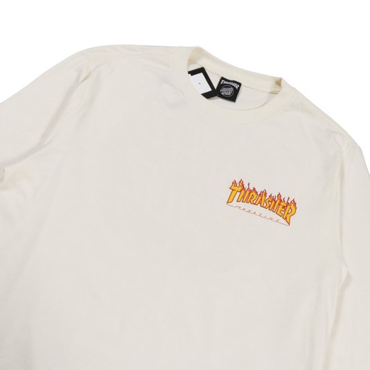 Camiseta Santa Cruz X Thrasher Flame Dot Collab M/L Off White