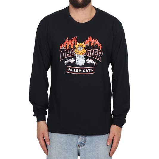 Camiseta Thrasher Alley Cats M/L Preto