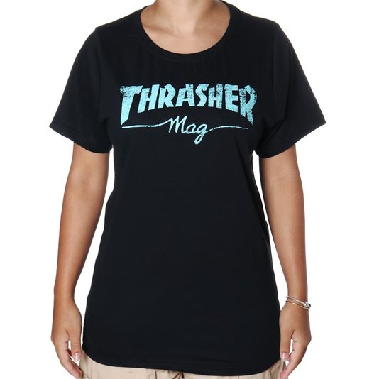 Camiseta Thrasher Mag Logo Girl Preto/Azul